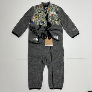 The North Face Baby Denali One Piece Set Mittens Booties TNF Grey Heather 18-24M